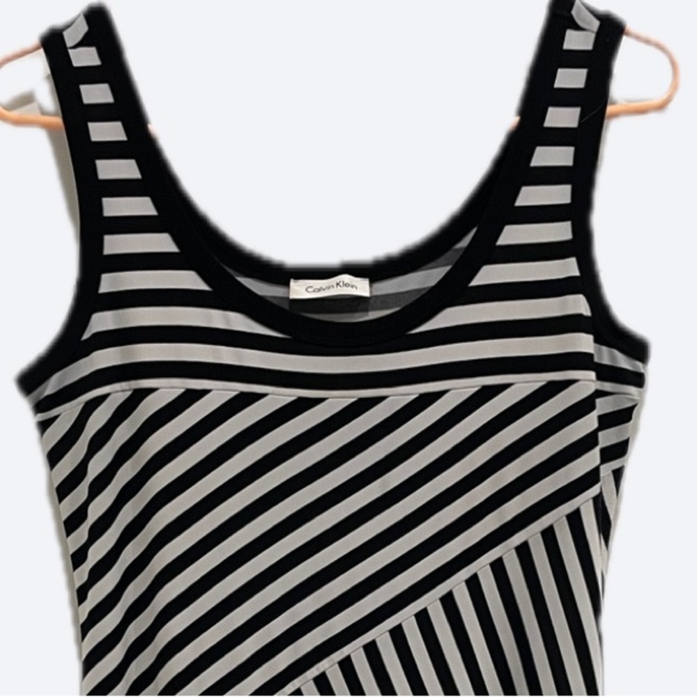 Calvin Klein Black & White Striped Sleeveless Maxi Dress π₯ - Size Medium - Picture 8 of 16